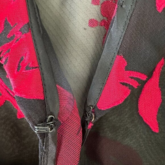 Dress Barn Sheer Floral Topper Size 20W Black Red Jacket - Picture 7 of 10